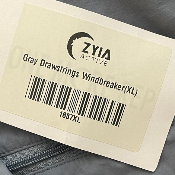 ZYIA Active Gray Drawstring Light Windbreaker Jacket Full Zip Women Size XL - Picture 5 of 6